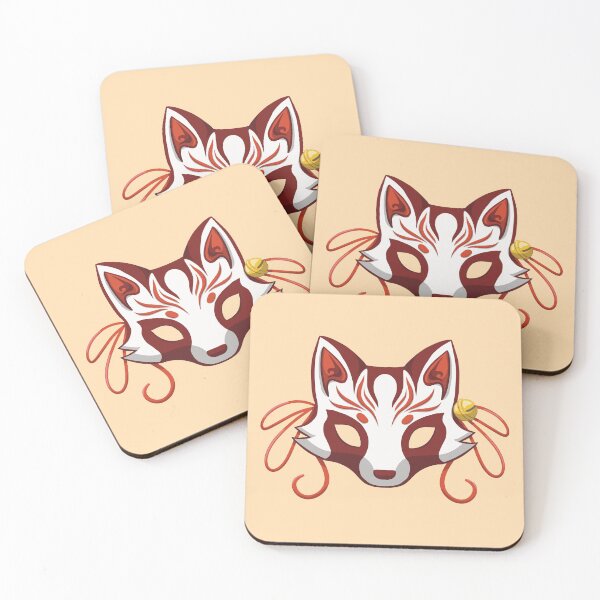 Item preview, Red Kawaii Kabuki Tanuki Mask - Traditional Japanese Mask designed and sold by ShyOwlet.