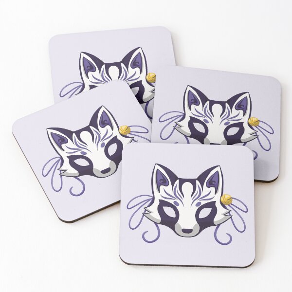 Item preview, Violet Cute Kabuki Raccoon Mask - Traditional Japanese Mask designed and sold by ShyOwlet.