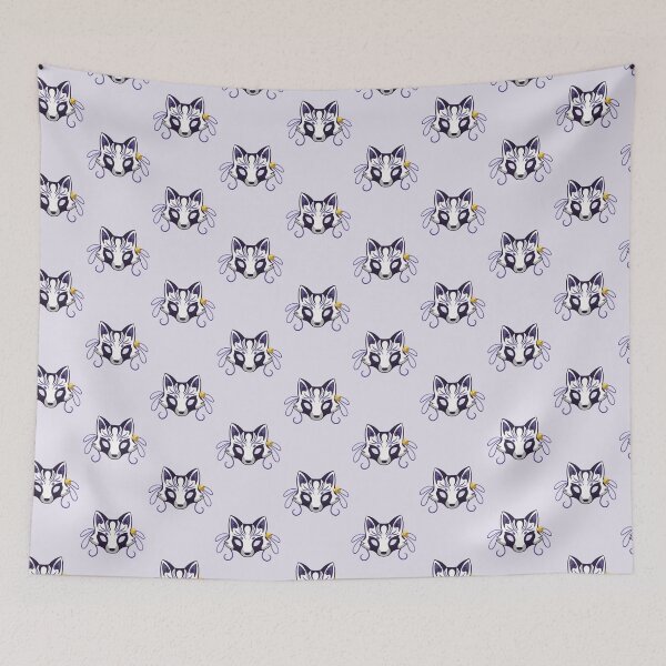 Item preview, Violet Cute Kabuki Raccoon Mask - Traditional Japanese Mask designed and sold by ShyOwlet.
