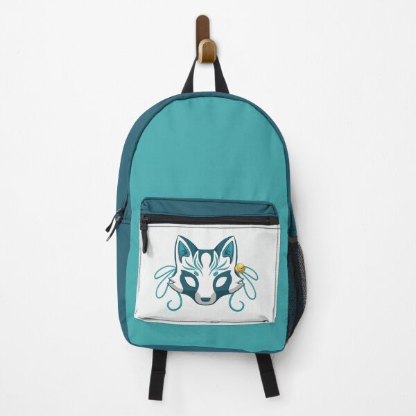 Item preview, Turquoise Kawaii Kabuki Raccoon Mask - Traditional Japanese Mask designed and sold by ShyOwlet.