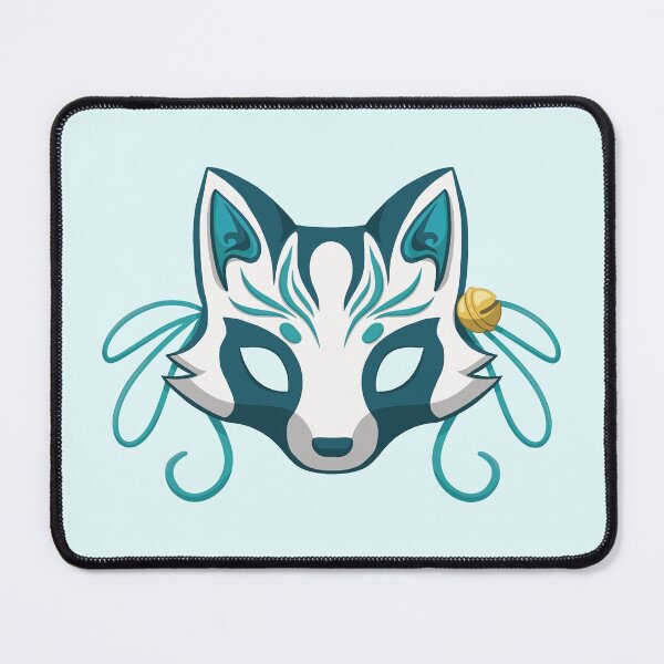 Item preview, Turquoise Kawaii Kabuki Raccoon Mask - Traditional Japanese Mask designed and sold by ShyOwlet.