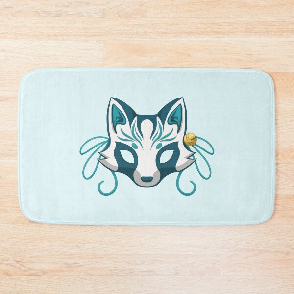 Item preview, Turquoise Kawaii Kabuki Raccoon Mask - Traditional Japanese Mask designed and sold by ShyOwlet.