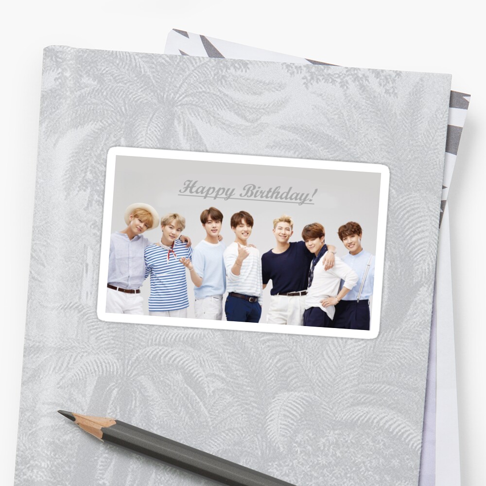 ""Happy Birthday" - BTS " Sticker by sebbytogray | Redbubble