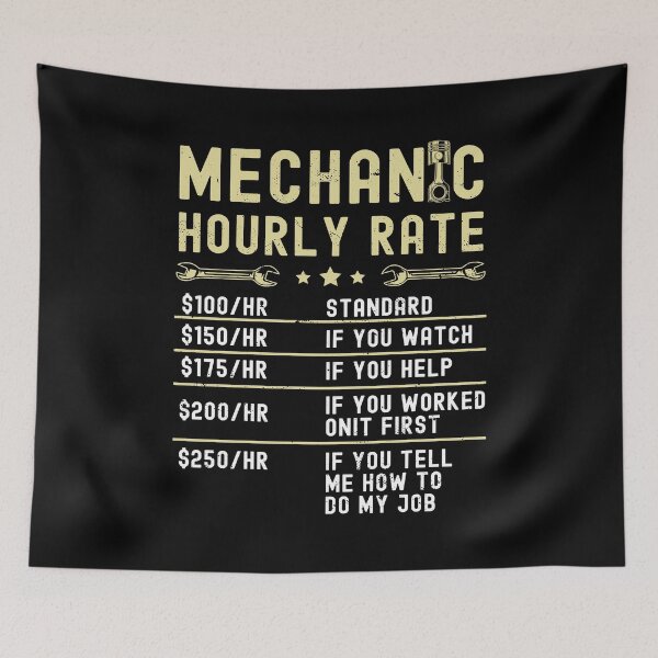 Item preview, Mechanic Hourly Rate Labor Rates Funny Vintage Graphic designed and sold by Mfk Clothes.