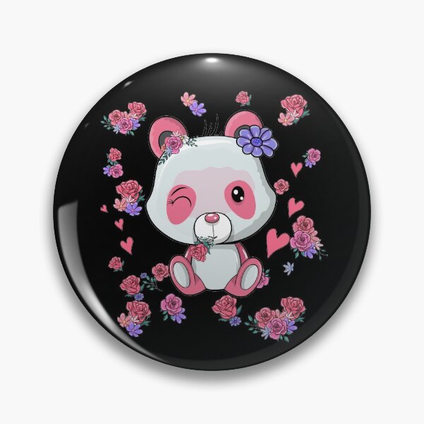 Item preview, Cute pink panda with pink flowers designed and sold by Designer-amjed.