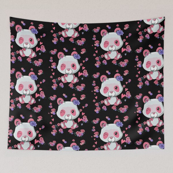 Item preview, Cute pink panda with pink flowers designed and sold by Designer-amjed.