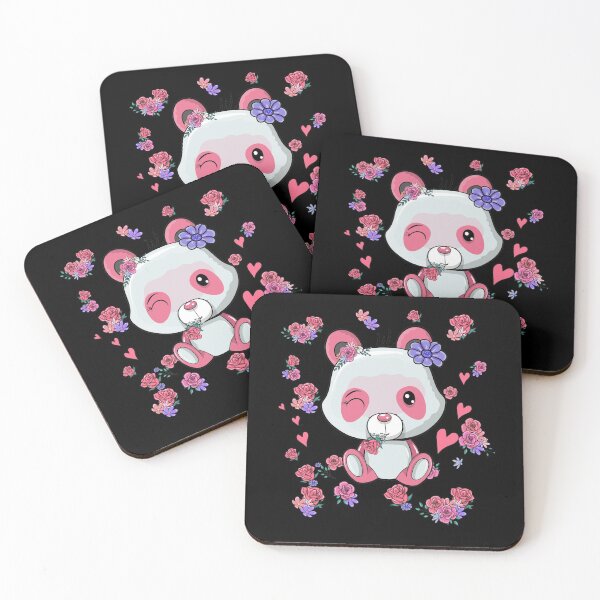 Item preview, Cute pink panda with pink flowers designed and sold by Designer-amjed.