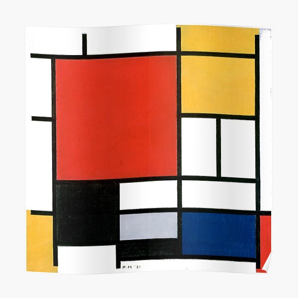 Póster «Composición De Piet Mondrian Con Rojo, Amarillo, Azul Y Negro