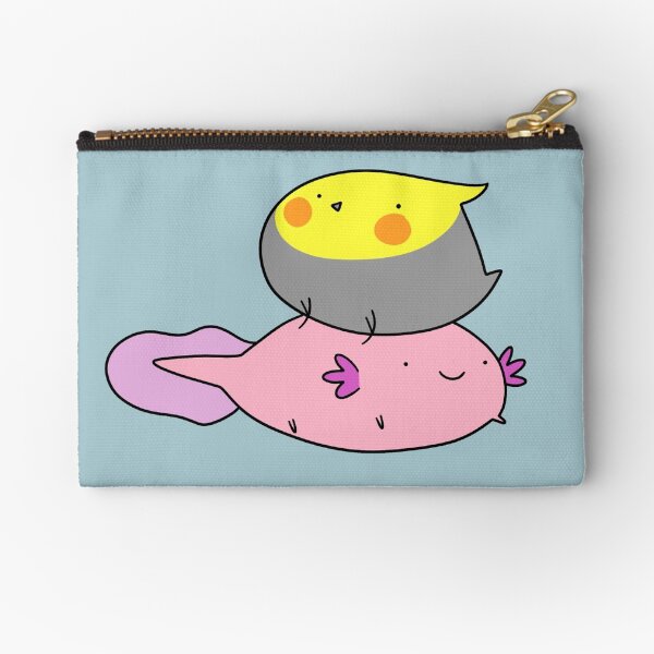 Cockatiel and Axolotl Zipper Pouch