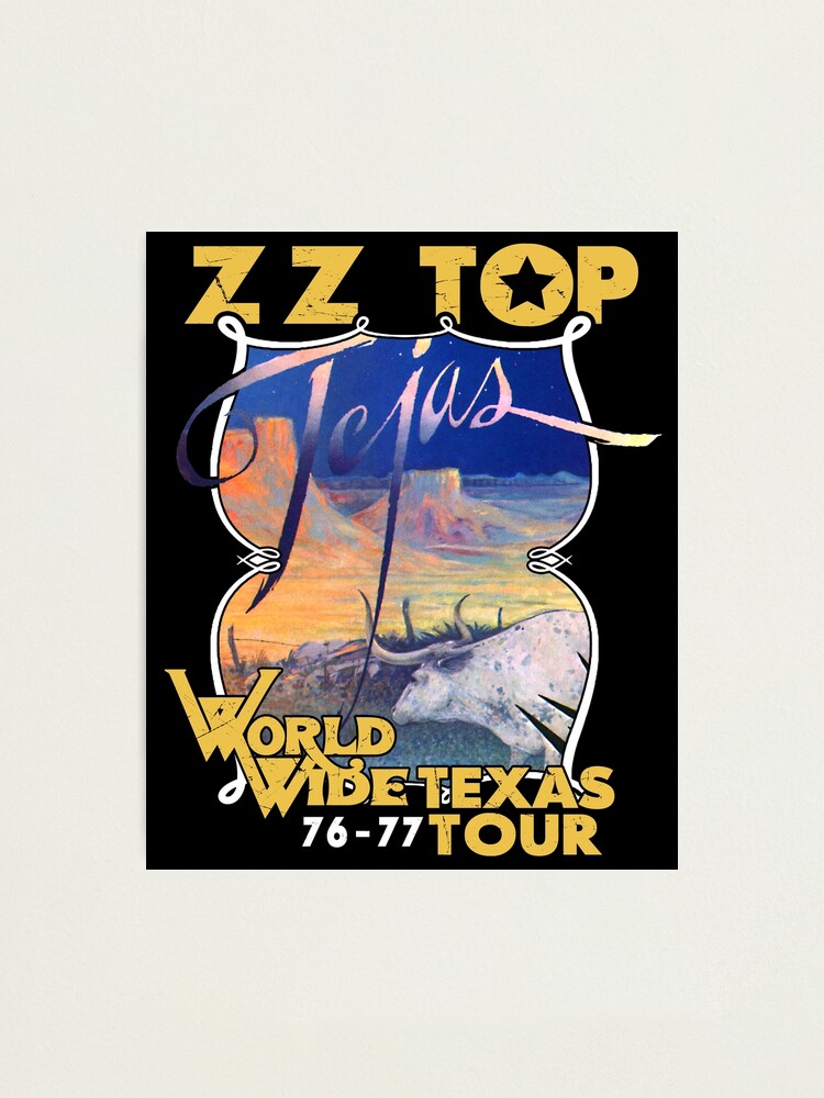 ZZ Top Men's T shirt Tejas Album Art World Wide Texas Tour 76 T-shirt Rock Band Album Concert 70s Vintage Merch Official Merchandise