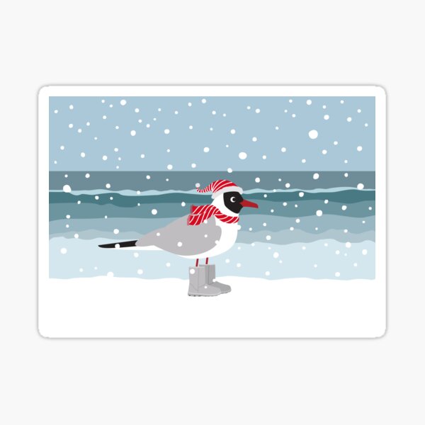 Item preview, Christmas seagull by the sea in snow designed and sold by Darina Gulbina.