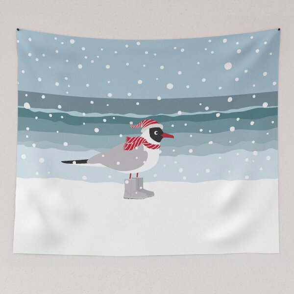 Item preview, Christmas seagull by the sea in snow designed and sold by Darina Gulbina.
