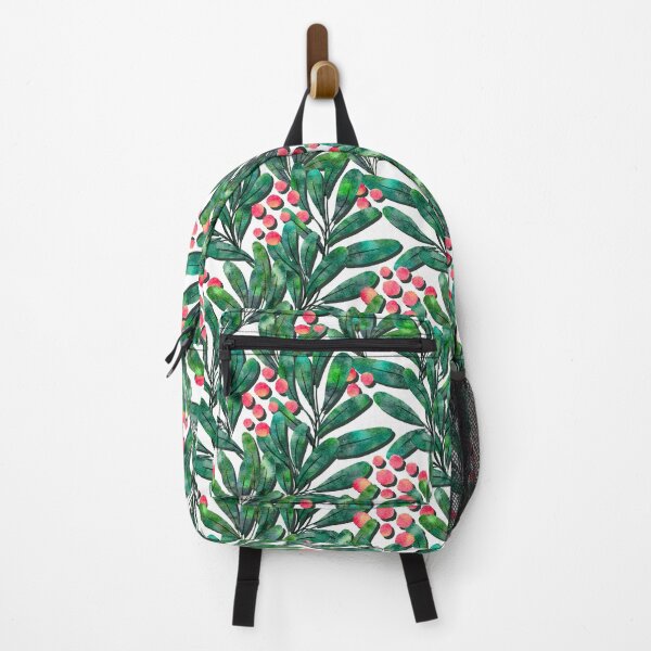 Item preview, Botanical watercolor illustration pattern, green leaves and red berries designed and sold by IevaLiART.