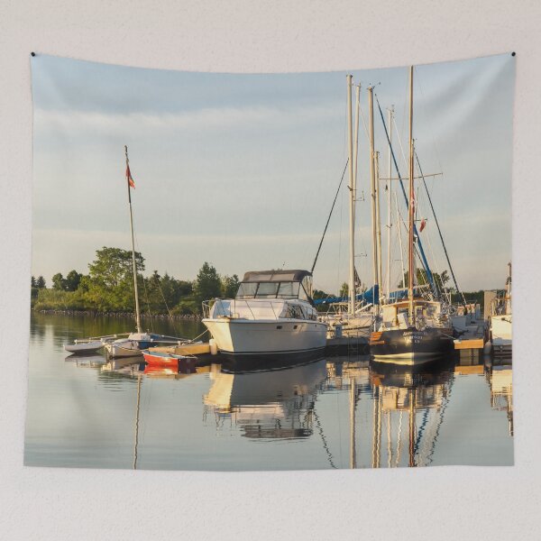 Item preview, Summertime Morning - Calm Marina Boats Reflected designed and sold by Georgia Mizuleva.
