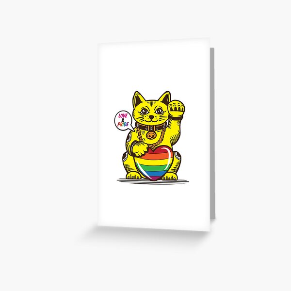 Carte de vœux for Sale avec l'œuvre « Chat porte-bonheur chinois/japonais  -- Maneki Neko » de l'artiste Psycheek