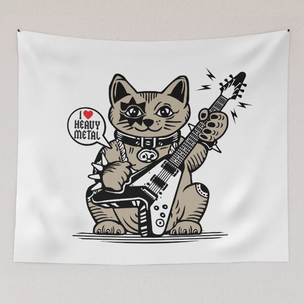 Item preview, LUCKY Maneki Neko I LOVE HEAVY METAL designed and sold by Emil1993.