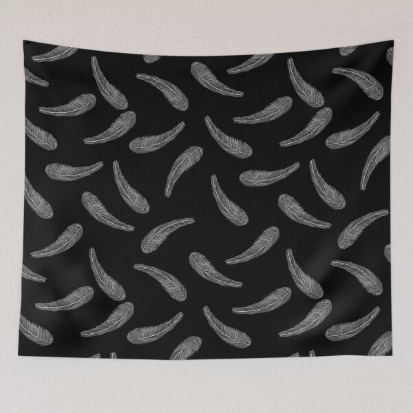 Item preview, Abstract feathers hand drawn seamless in black background. Ethnic style design. designed and sold by SawineeArtwork.