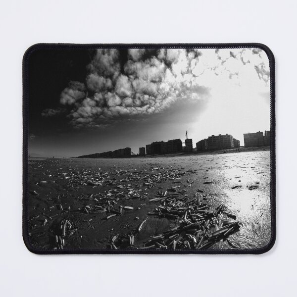 Item preview, Black & White photo of group of jackknifes on the beach designed and sold by FotoMahieu.