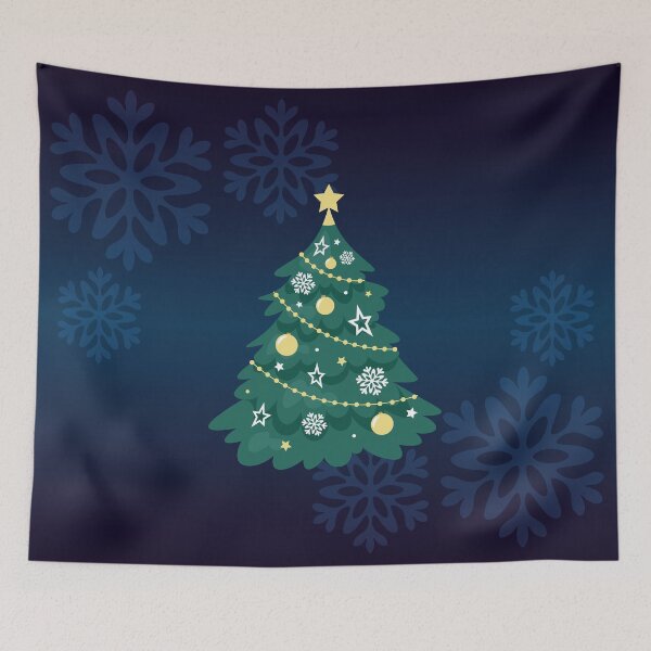 Item preview, Christmas tree - Gold / White - blue background designed and sold by CyrielleShop.
