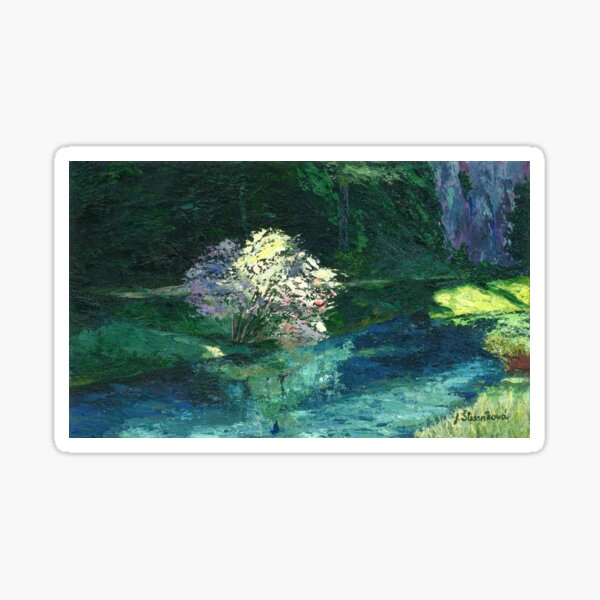 Blooming Tree Near River Sticker