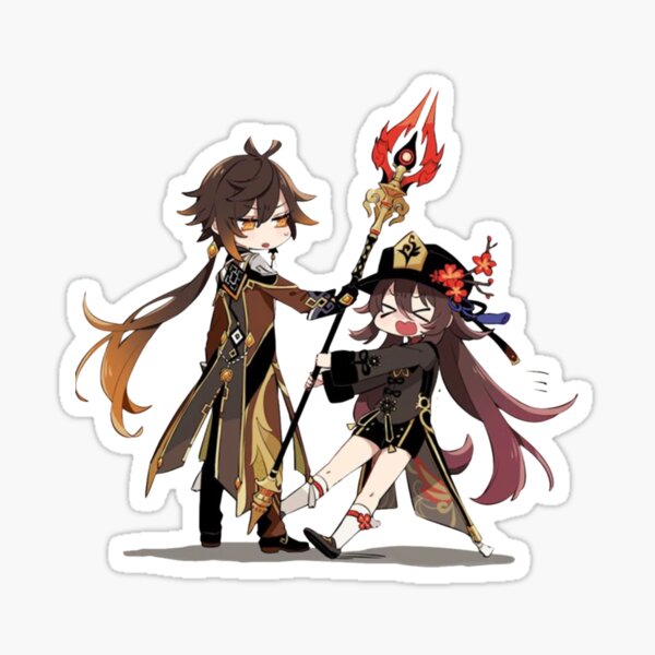 Item preview, Hu Tao and Zhongli    designed and sold by CatFunBox.