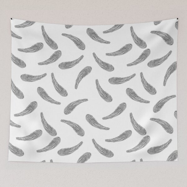 Item preview, Abstract feathers hand drawn seamless in black and white. Ethnic style design. designed and sold by SawineeArtwork.