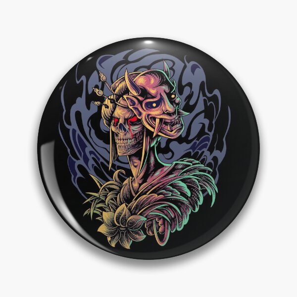 Item preview, japanese skull geisha with devil mask designed and sold by bisly.