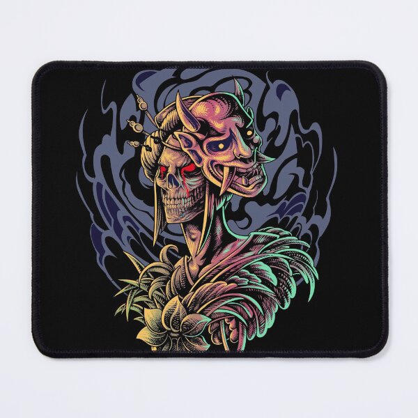Item preview, japanese skull geisha with devil mask designed and sold by bisly.