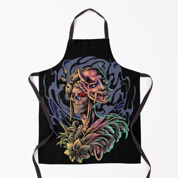 Item preview, japanese skull geisha with devil mask designed and sold by bisly.
