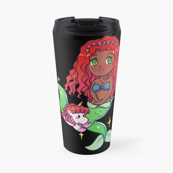  African American mermaid with unicorn. Travel Mug