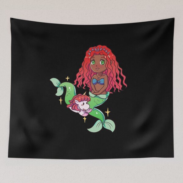Item preview,  African American mermaid with unicorn. designed and sold by Speckledfrog.