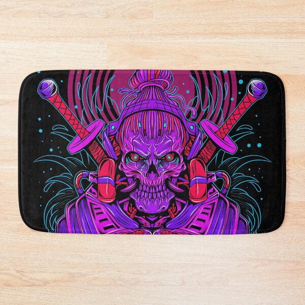 Item preview, japanese devil samurai with two katana and pink moon designed and sold by bisly.
