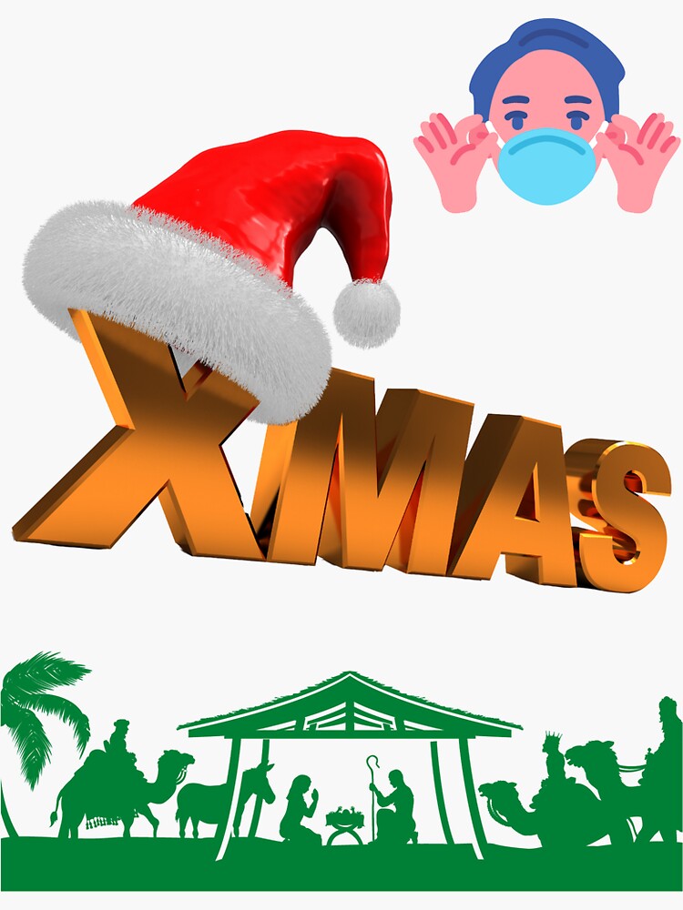 Thumbnail 3 of 3, Sticker, Christmas without covid designed and sold by ISF22.