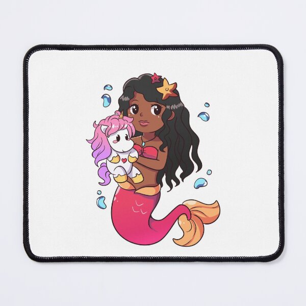Item preview, African American Mermaid with  Baby Unicorn. designed and sold by Speckledfrog.