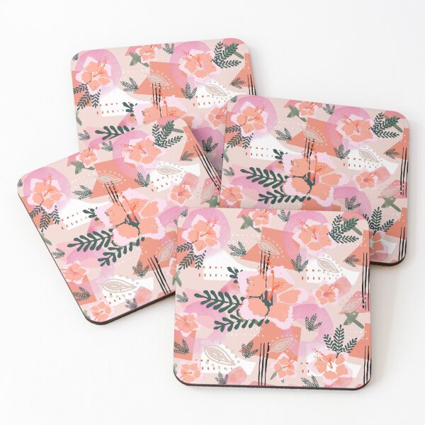 Item preview, Tropical Pink Hibiscus Floral Collage  designed and sold by Designs By YL.