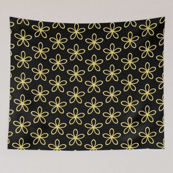Item preview, Black and Yellow Minimal Flower Pattern Pairs Dulux 2022 Popular Colour Lemon Jester designed and sold by ColorOfTheYears.