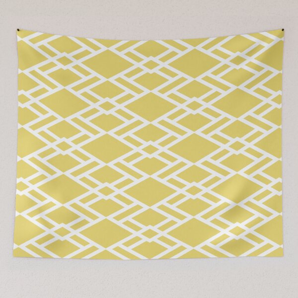 Artikelvorschau, Yellow and White Diamond Shape Tile Pattern Pairs Dulux 2022 Popular Colour Lemon Jester entworfen und verkauft von ColorOfTheYears.