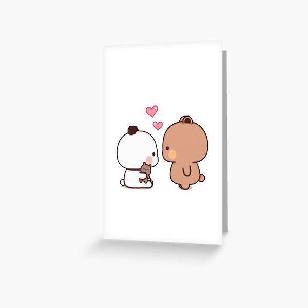 Panda And Brownie Bear Couple  Greeting Card