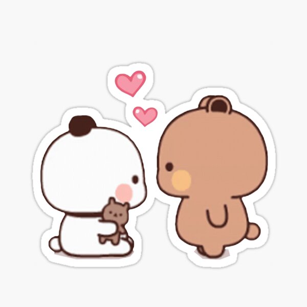 Panda And Brownie Bear Couple Sticker For Sale By Mocha Cat Redbubble 