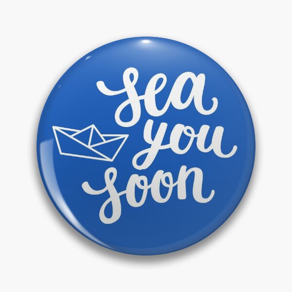 Item preview, Sea you soon hand lettering on blue background designed and sold by Darina Gulbina.