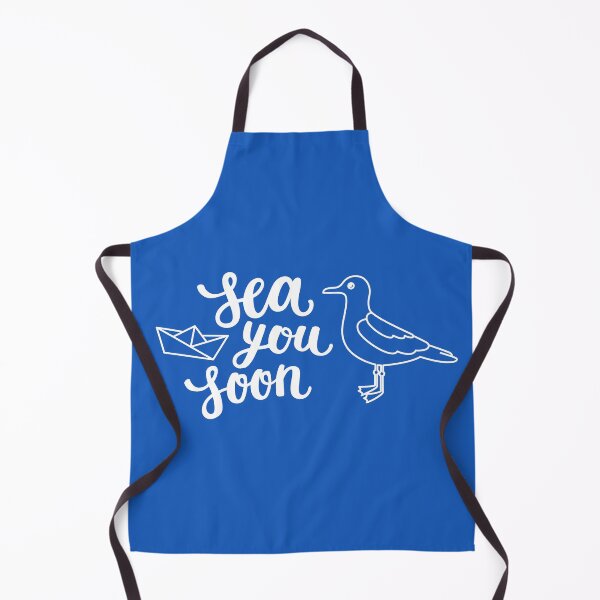 Item preview, Sea you soon hand lettering on blue background designed and sold by Darina Gulbina.