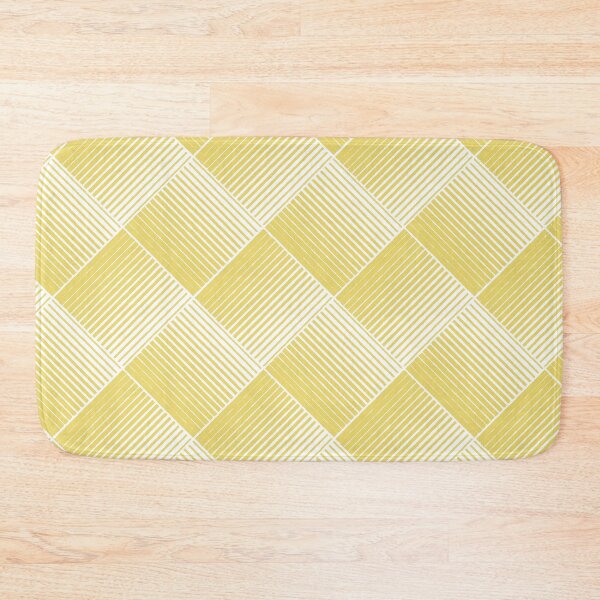 Item preview, Yellow and White Square Mosaic Stripe Pattern Pairs Dulux 2022 Popular Colour Lemon Jester designed and sold by ColorOfTheYears.