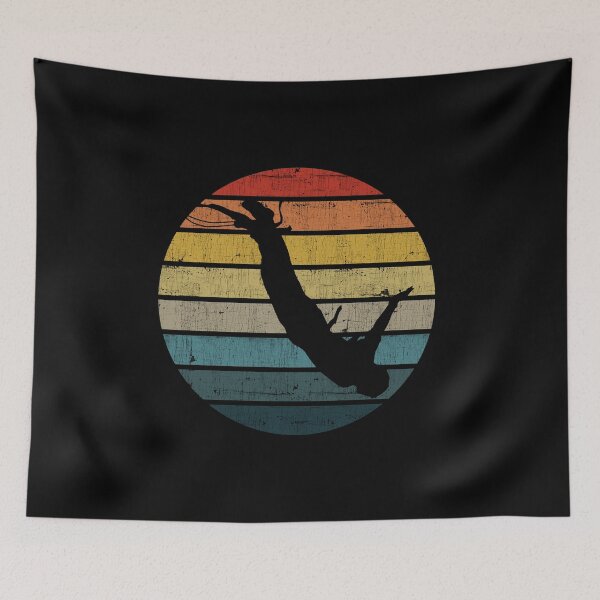 Item preview, Bungee jumping Silhouette On A Distressed Retro Sunset print designed and sold by theodoros20.