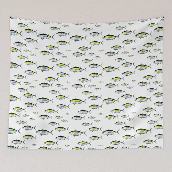 Item preview, Bigeye Tuna, Watercolor Illustration, Fish, Pattern, Repeat, School of Fish designed and sold by Melissa  MacMichael Art + Design.