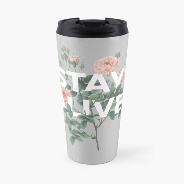 Minimal Vintage Floral Print Quote Travel Mug