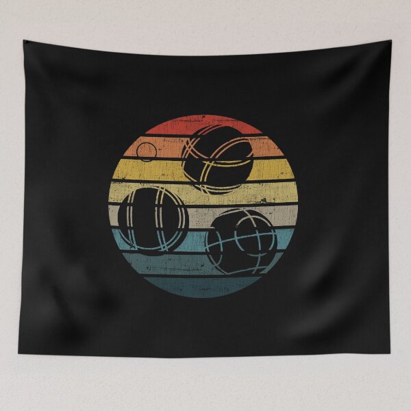 Item preview, Bocce Ball Silhouette On A Distressed Retro Sunset print designed and sold by theodoros20.