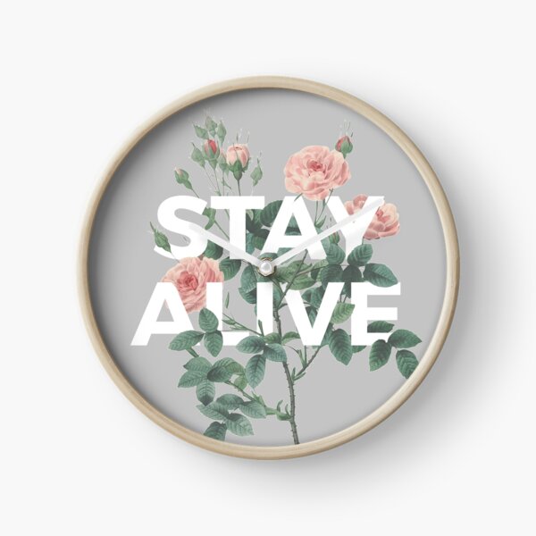 Minimal Vintage Floral Print Quote Clock