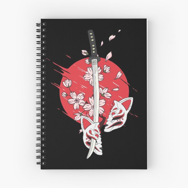 Item preview, japanese katana, geisha face mask, sakura flowers and red moon designed and sold by bisly.