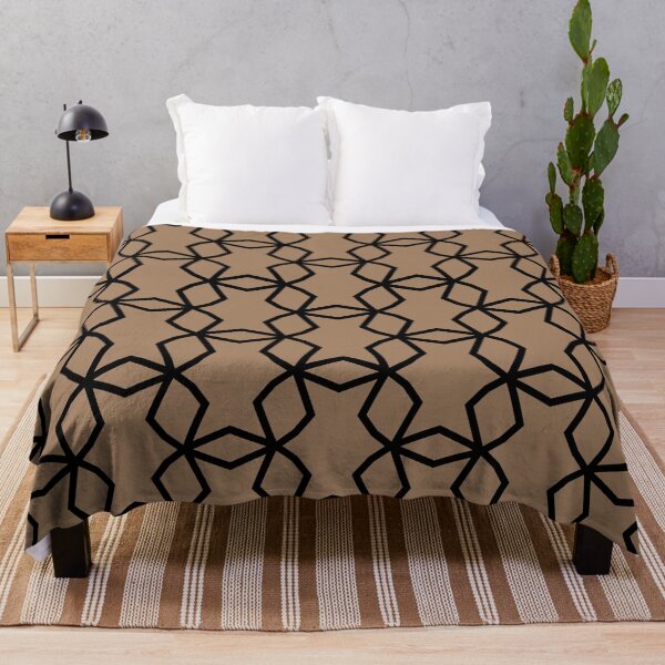 Item preview, Black and Brown Abstract Geometric Shape Mosaic Pattern Pairs Dulux 2022 Popular Colour Spiced Honey designed and sold by ColorOfTheYears.
