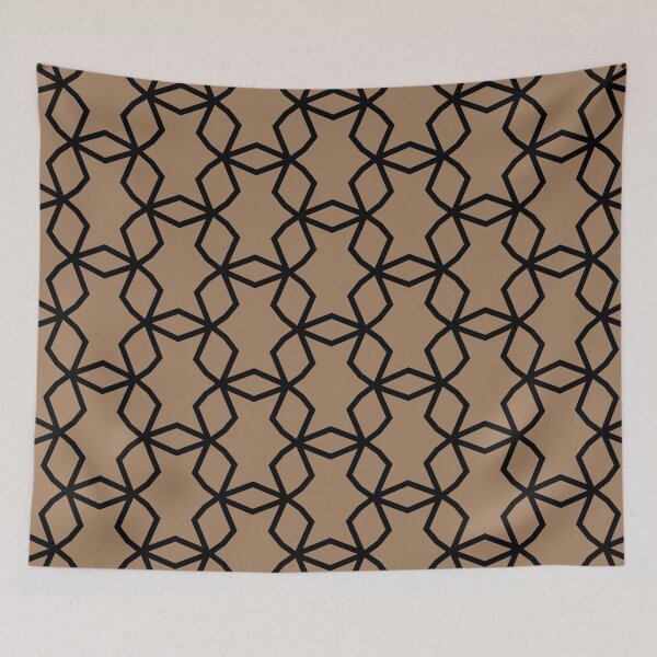 Item preview, Black and Brown Abstract Geometric Shape Mosaic Pattern Pairs Dulux 2022 Popular Colour Spiced Honey designed and sold by ColorOfTheYears.